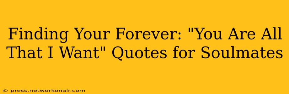 Finding Your Forever: "You Are All That I Want" Quotes for Soulmates