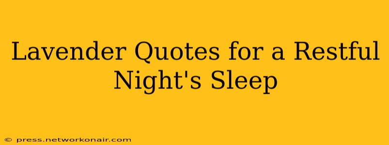 Lavender Quotes for a Restful Night's Sleep